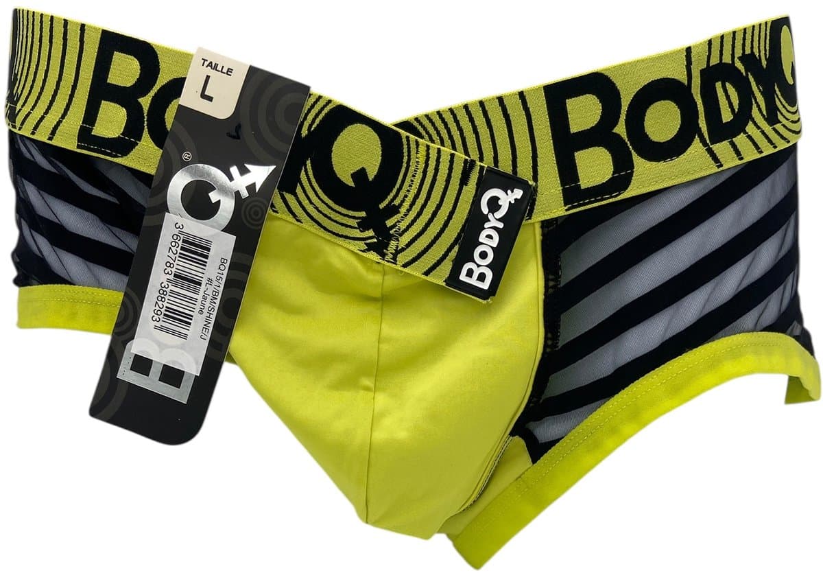 BodyQ Sexy Heren Boxershort – Geel met Net Zwart – Erotische Herenlingerie – Maat S — afbeelding 1