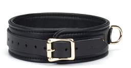 Liebe Seele - Dark Secret - Exclusieve Lederen Collar Met Leiband- Goud Metalen Hardware - Zwart/Goud — thumbnail 2