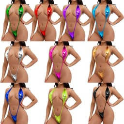 Finnacle - "Lakleer-One-Size-Stringbikini-Donkergroen-Onepiece-Vrouwen-Badpak-Micro-Bikini-Badmode" — thumbnail 1