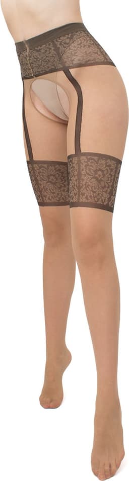 Giulia - Intimo Noir 20den Sheer Panty met open kruis - Beige - Small — thumbnail 3