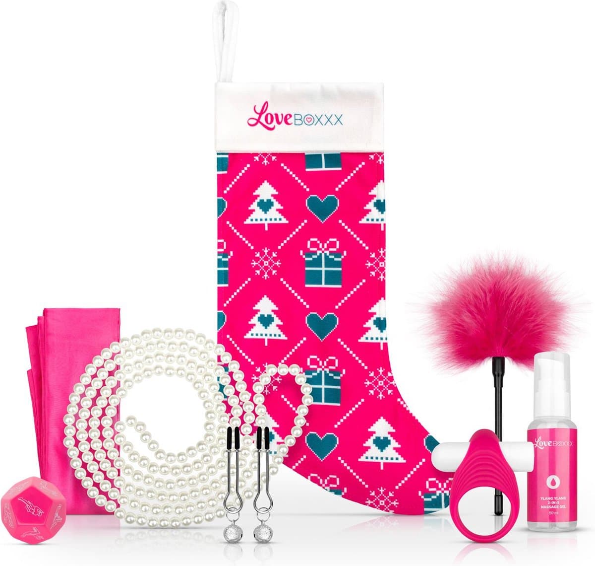 Loveboxxx - Christmas Stocking Set - Erotische Geschenkset - Kerstcadeau voor Volwassenen - Geschenkset Vrouwen en Mannen - Cadeau Vrouw en Man - Giftset Vrouw en Man - Erotisch - Roze — afbeelding 1