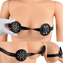 BDSM Tepel bondage - Spikes - Tepelklem - Verstelbaar - Leder - Crush — thumbnail 4