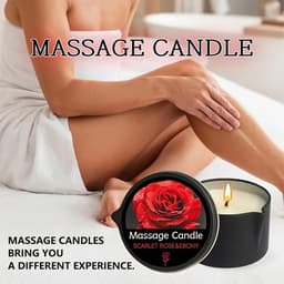 Scarlet Rose & Ebony Essentiële Olie Massagekaars - Hydraterend, Sensuele Ervaring met Schenktuit, Perfect voor Ontspannende Baden & Huidverzorging, Bad Essentials|Romantische Decoratie|Aromatherapie Kaars, Massageoliën voor stellen — thumbnail 7