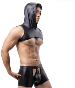PU Lederen lingerie set heren - Porno - Top en Boxershort - Erotische kleding — thumbnail 2