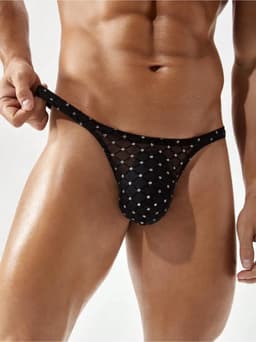 LekkerStout Rhinestone String - Zwart- Sexy Herenondergoed | XL | ( LS101 ) — thumbnail 1