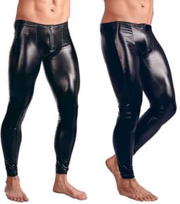 Strakke latex wetlook broek mannen - PU Leder - Club kleding - Erotische broek - Faux leer - Lange pijpen — thumbnail 2