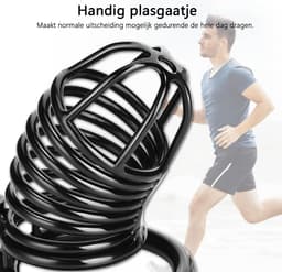 DOWO® - Kuisheidskooi - Black Panther - Metaal - Peniskooi - Kuisheidskooi voor Mannen - Chastity cage - Staal – Zwart - 3 Maten — thumbnail 3