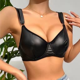 Wetlook Push-up BH – Sexy Lingerie voor Vrouwen – Verstelbare Bandjes – Glanzend Kunstleer — thumbnail 3