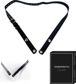 DOWO® - Chastity Cage Waist Strap - Kuisheids Riem - Belt voor Peniskooi - PU - Zwart — thumbnail 1