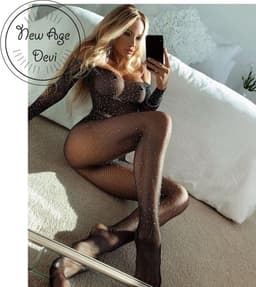 Zwarte sexy Lingerie set / uitdagende body / one size body / Zwarte Visnet Catsuit met glitters / porno lingerieset — thumbnail 3