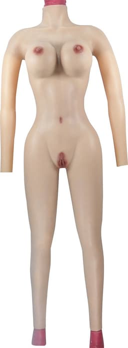 Full body met rits - Lang - Cup E - + kanten choker - 100% Hypoallergene Medische Siliconen Huid - Bodysuit lang - Crossdresser - Transgender - Mastectomi - Wearable body - Kunstmatige Nep Borst - Femboy - Body4Everybody — thumbnail 1