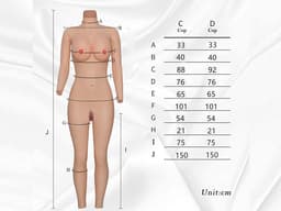 Full body met rits - Lang - Cup E - + kanten choker - 100% Hypoallergene Medische Siliconen Huid - Bodysuit lang - Crossdresser - Transgender - Mastectomi - Wearable body - Kunstmatige Nep Borst - Femboy - Body4Everybody — thumbnail 3
