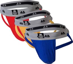 MM Sports Original Edition Swimmer/Jogger Jockstrap 2 inch Multipack 1x Red + 1x Yellow + 1x Blue - MAAT XL - Heren Ondergoed - Jockstrap voor Man - Mannen Jock — thumbnail 1
