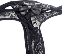 BamBella ® - Slip - maat Onesize L/XL - zwart Sexy erotische heren onderbroek mannen kant stof strik — thumbnail 2