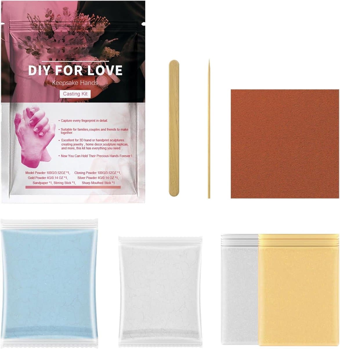 Hand Gietset - Koppel Aandenken - Romantisch Knutselen - Uniek Herinneringsbeeld - 19x14x3 cm — afbeelding 1