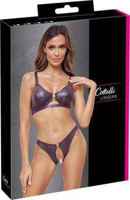 Cottelli Collection Open Lingerie in Erotisch Wetlook Stijl - Open Kruis Lingerie - Extra Comfortabele Fit - Maat M — thumbnail 3