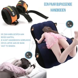 Sex Kussen - Opblaasbaar Seks Kussen - Seks Meubel - BDSM Speelgoed - PVC met Zacht Fluweelcoating - Blauw - Discreet Verzonden — thumbnail 3