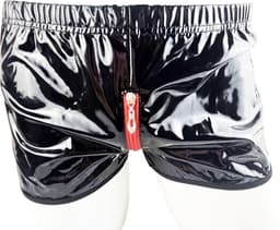 BamBella ® - Boxer short Maat L/XL Datex Zwart (Latex en stof SM kleding BDSM met rits erotische heren kleding ondergoed lingerie onderbroek zwart — thumbnail 1