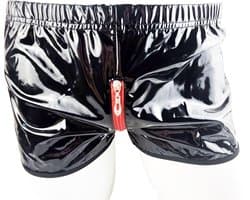 BamBella ® - Boxer short Maat L/XL Datex Zwart (Latex en stof SM kleding BDSM met rits erotische heren kleding ondergoed lingerie onderbroek zwart