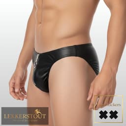 Heren Slip Wetlook met Rits Voorzijde - BDSM - PU Leder - Sexy Herenlingerie - Maat L | LS241 — thumbnail 2