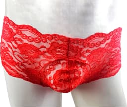 BamBella ® - Slip - maat Onesize S M L Rood Sexy erotische heren onderbroek mannen kant stof — thumbnail 1