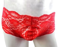 BamBella ® - Slip - maat Onesize S M L Rood Sexy erotische heren onderbroek mannen kant stof