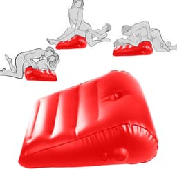 Oneay Seksdriehoekkussen, opblaasbaar sekkussen, sekspositiekussen, sekshulpmiddel luchtkussen, draagbaar opblaasbaar kussen, seksstoel, SM-speelgoed voor volwassenen - Rood — thumbnail 1