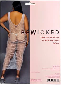 Be Wicked – Unleash Me Maxi Dress Wit – Sexy Fishnet Bodycon Jurk - Hoogwaardige Kwaliteit - Diepe U-rug - Lingerie Erotisch - Verleidelijke Lingerie - Witte Visnet Lingerie - Plus Size — thumbnail 5
