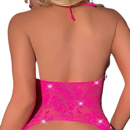 Luxe Erotische Bodysuit I Lingerie Set I Sexy Erotisch Ondergoed I Design Patroon I Open Kruis & Open Billen I One Size EU S/M I Roze — thumbnail 2