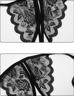 Erotische Lingerieset I Sexy Kanten Lingerie Set I Open Kruis I Top + Slip I One Size I Zwart — thumbnail 2