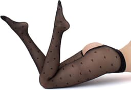 Giulia - Intimo Fashion licht glanzende 20den Panty met hartjes en open kruis - Zwart - XL — thumbnail 12