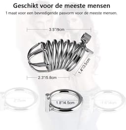 DOWO® - Kuisheidskooi - Metaal - Peniskooi - Kuisheidskooi voor Mannen - Chastity cage - Staal - met Premium Messing Slot - One Size — thumbnail 4