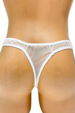 Heren String Tanga Wit Transparant Tule Comfort Fit XS S M L XL — thumbnail 3