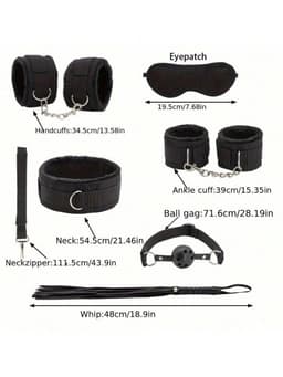 Daity 30-delige BDSM Sex Speeltjes Set - Erotische Bondage Set met Vibrator, Handboeien, Buttplugs, Zweep, en Meer - Volwassen Speelgoed voor BDSM Spelletjes en Intiem Spel - zwart — thumbnail 7