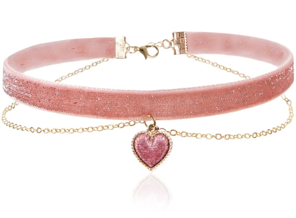 Wijnrode Fluwelen Choker Met Liefdesdesign - Elegante Kraagketting Voor Vrouwen - Zachte Fluweel Halsband Met Sleutelbeen Accent - Perfect Cadeau Voor Verjaardag Of Valentijn — afbeelding 1