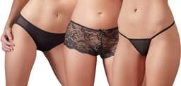 Cottelli Collection – 3 Delig Erotisch Ondergoed Set voor Veelzijdig Keuzevrijheid in de Slaapkamer – Maat L – Zwart — thumbnail 3