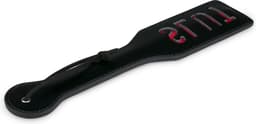 EasyToys - Paddle van Leer - Spanking Paddle - Kinky Leren Zweep met Slut Bedrukking - Bondage Set - BDSM - Bondage - Sex Toys voor Vrouwen en Mannen - Zwart — thumbnail 4
