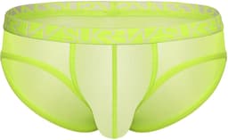 SUKREW Sheer Low-rise Brief Acid Yellow - MAAT XS - Erotisch Heren Ondergoed - Slip voor Man - Sexy mannen Slip — thumbnail 1