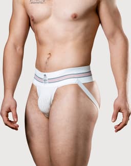 MM Sports The Original No. 10 Swimmer/Jogger Jockstrap 3 inch White - MAAT M - Heren Ondergoed - Jockstrap voor Man - Mannen Jock — thumbnail 3