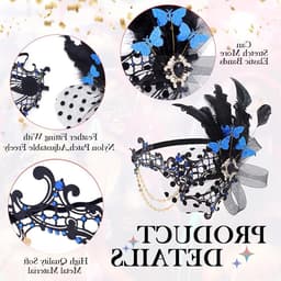 Vrouwen Venetiaans Feestmasker met Veren in Blauw voor Carnaval en Gala - Elegante Kostuumaccessoires voor Prom en Maskerade — thumbnail 6
