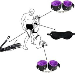 Oneay BDSM Extreme Bondage Set - 17 Delig -SM Handboeien - Dildo - Zweep / Anale plug / Tepelklemmen - Sex Toys voor Koppels - Seksspeeltjes voor mannen en vrouwen - Sex Pakket en Toys - Paars — thumbnail 2