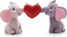 Set van 2 Liefdes Olifanten Figuren met Magneet Hart in Geschenkdoos Grijs — thumbnail 1
