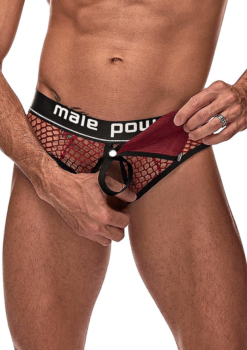 Male Power Cock Pit - Cockring String burgundy S/M — afbeelding 1