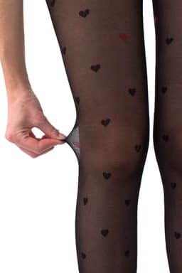 Giulia - Intimo Fashion licht glanzende 20den Panty met hartjes en open kruis - Zwart - M — thumbnail 8