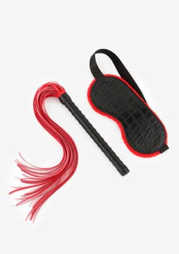 Poupee Marilyn Serie - Erotische Blinddoek - Zwart/Rood - Lakleer - Slangenmotief — thumbnail 3