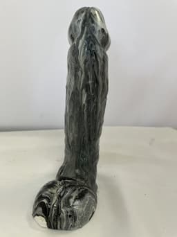 Handbeschilderde Piemelkunst van Keramiek Gips – Uniek Kunstobject – 18,5 cm – Cadeau & Decoratie - zwart/wit — thumbnail 2