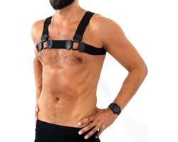 Kiotos - Elastisch Borstharnas - Tuigje - Riemenbody - Zwart - Maat S/M