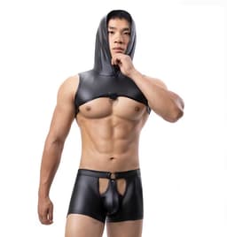 PU Lederen lingerie set heren - Porno - Top en Boxershort - Erotische kleding — thumbnail 5
