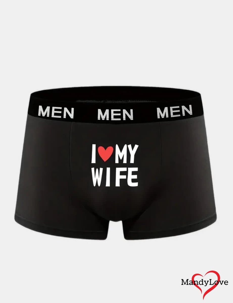 I Love My Wife heren boxers - Maat XL - zwarte strakke boxershorts mannen - boxer onderbroeken ondergoed underwear boxershort erotiek mannen — afbeelding 1
