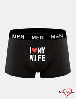 I Love My Wife heren boxers - Maat XL - zwarte strakke boxershorts mannen - boxer onderbroeken ondergoed underwear boxershort erotiek mannen — thumbnail 1